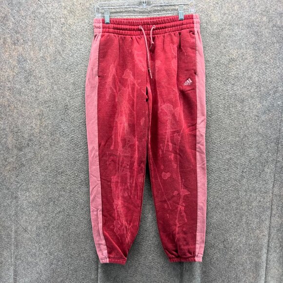 Adidas Jogger Womens Medium Red Pink Tie Dye Sweatpants Trefoil Sport Tapered - Picture 1 of 9